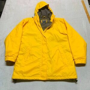 Lands End Direct Merchants Women's‎ M 10-12 Yellow Rain Coat Jacket Fleece Lined